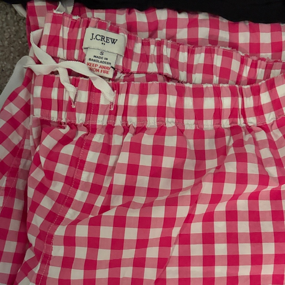 J. Crew Factory Black Long-Sleeve Top with Pink Gingham Pajama Pants. - Picture 2 of 3